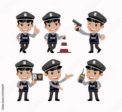 Cute policeman with different poses
