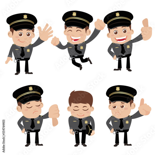 set of policeman characters in different poses