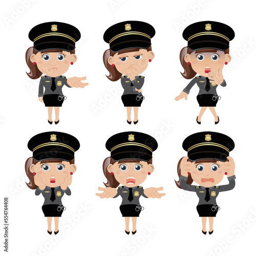 set of policeman characters in different poses