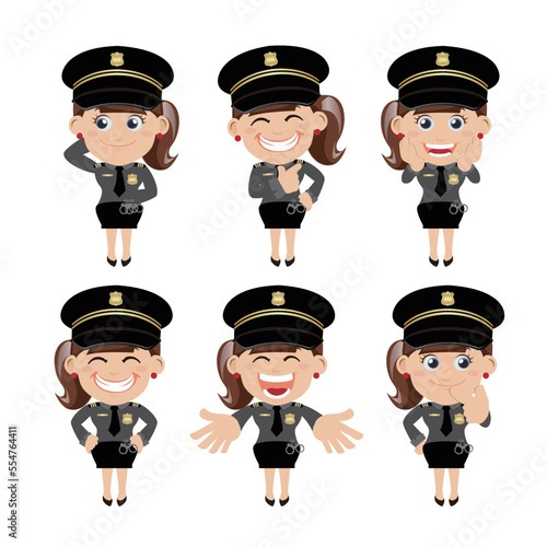 set of policeman characters in different poses