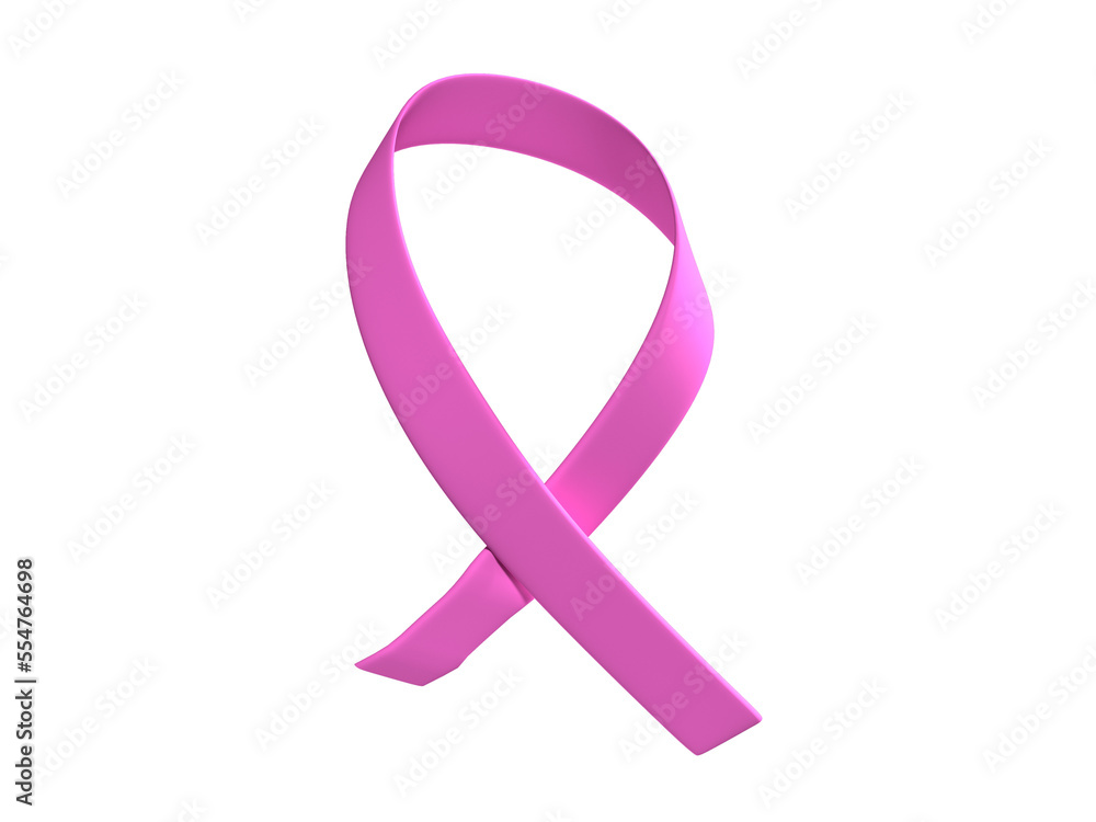 3d illustration pink color ribbon logo on transparent background 3d illustration pink color ribbon logo on transparent background
