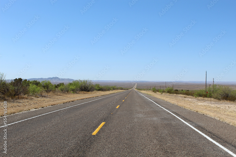US Route 385 with no cars south of Fort Stockton, Texas