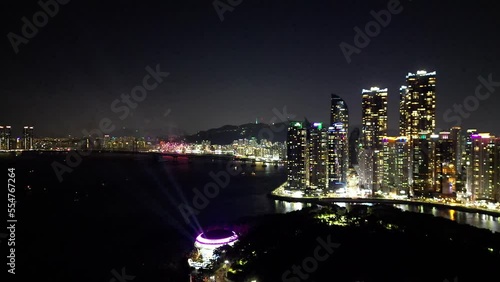 Gwangalli firworks aerial view at Busan, South Korea