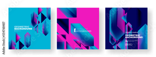 Vector set of abstract geometric poster backgrounds, colorful shapes with fluid colors. Collection of covers, templates, flyers, placards, brochures, banners © antishock