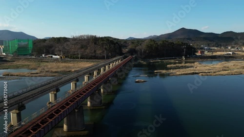 Wallpaper Mural Old train track aerial view in winter, South Korea Torontodigital.ca