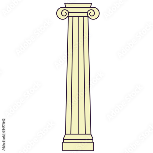 Ionic column vector illustration in line filled design