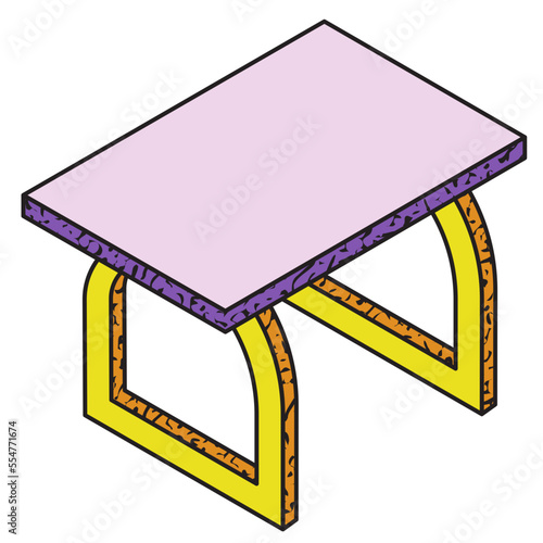Modern table vector illustration in line filled design