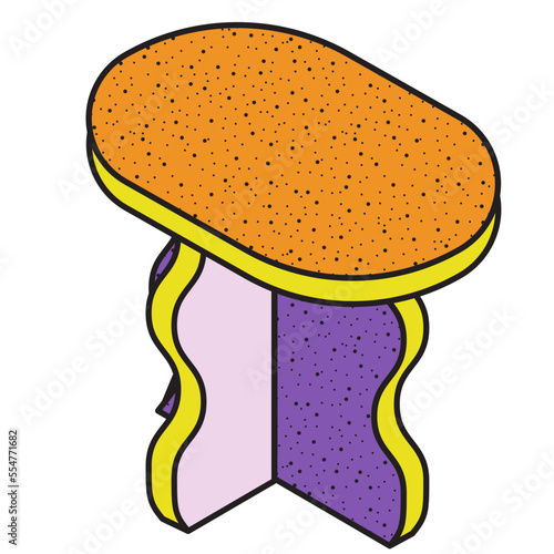 Modern table vector illustration in line filled design