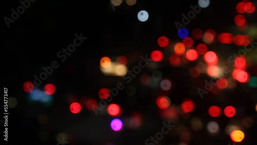 Blurred vehicle lights in a traffic jam in the city on a dark night. suitable for abstract themes photo