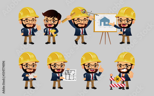Engineer with different poses