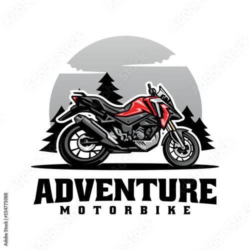 touring and adventure motorcycle logo vector