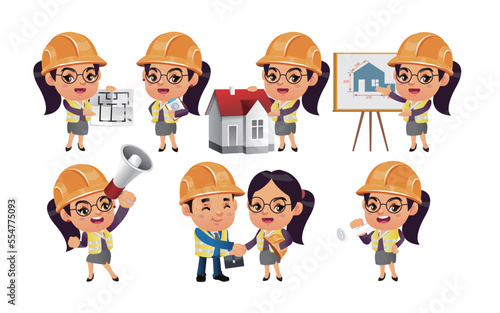 Engineer with different poses