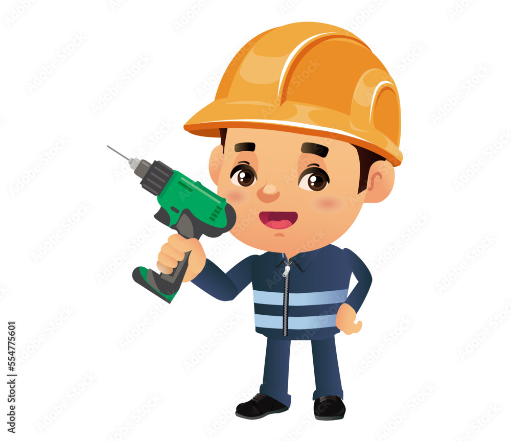 construction worker with different poses construction worker with different poses
