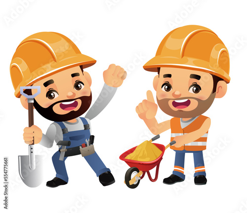 construction worker with different poses
