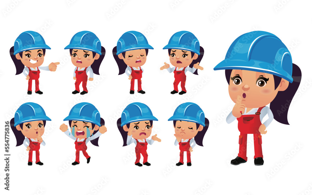 Set of worker with different emotions Set of worker with different emotions