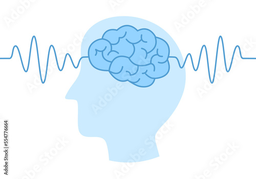 human brain wave concept vector illustration on white background.