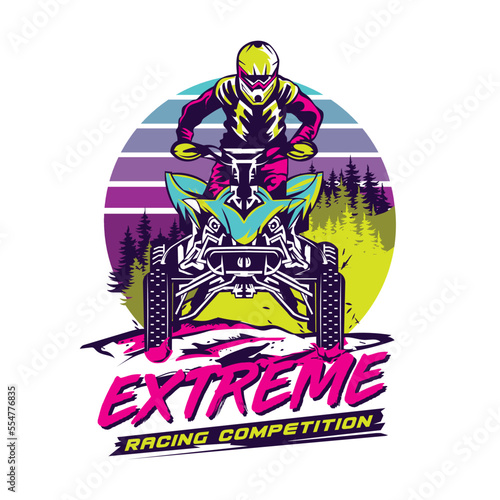 ATV Extreme sport racing vector illustration, good for t shirt design and championship event logo