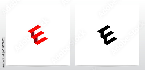 Abstract Stairs Red Carpet Letter Logo Design E