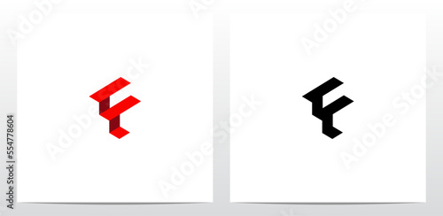 Abstract Stairs Red Carpet Letter Logo Design F