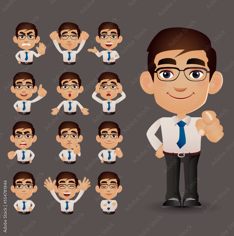 Cute Set - Set of business people with different emotion Cute Set - Set of business people with different emotion