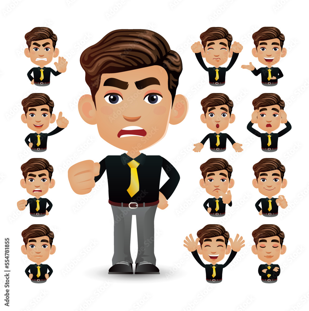 Cute Set - Set of business people with different emotion Cute Set - Set of business people with different emotion