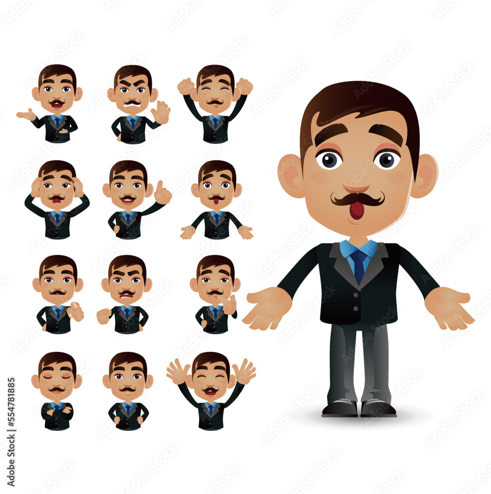 Cute Set - Set of business people with different emotion Cute Set - Set of business people with different emotion