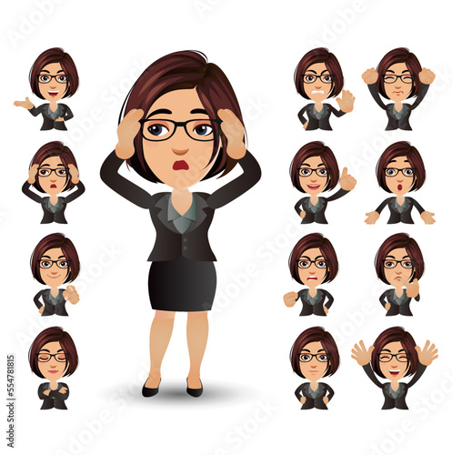 Cute Set - Set of business people with different emotion