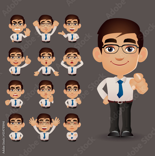 Cute Set - Set of business people with different emotion