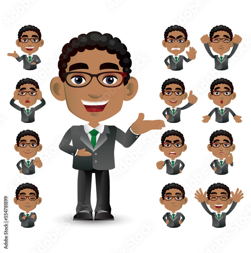 Cute Set - Set of business people with different emotion