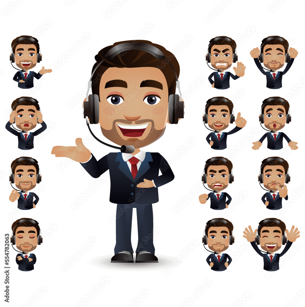 Cute Set - Set of customer service with different emotion Cute Set - Set of customer service with different emotion