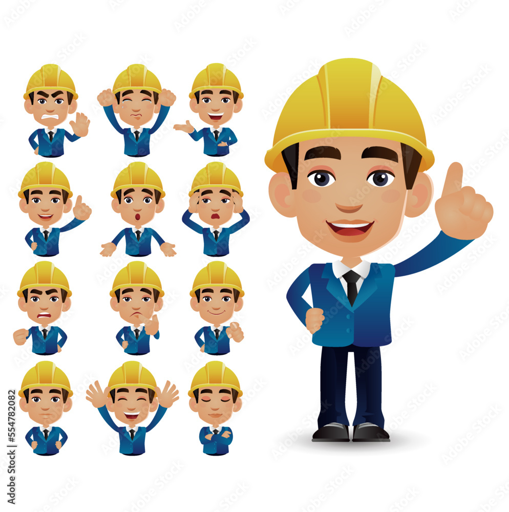 Cute Set - Set of engineer with different emotion Cute Set - Set of engineer with different emotion