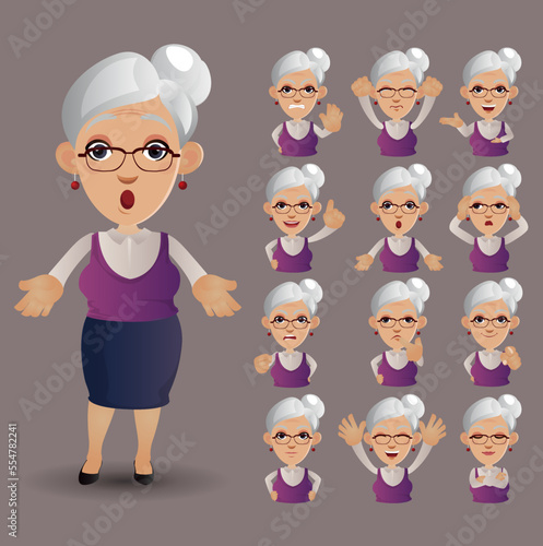 Cute Set - Set of old people with different emotion
