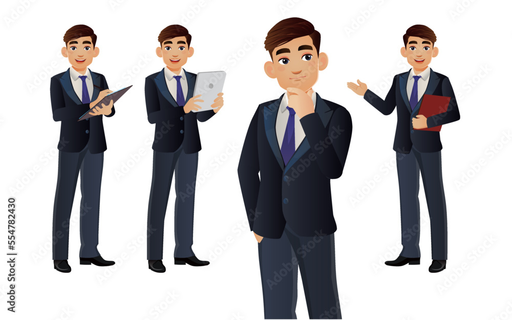 Elegant businessman with different poses. vector Elegant businessman with different poses. vector