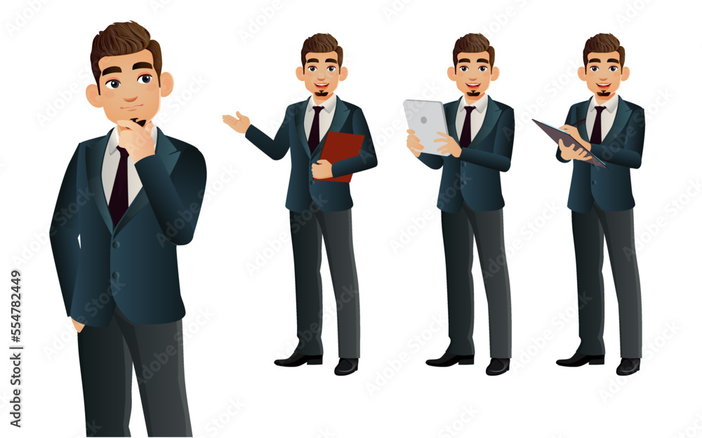 Elegant businessman with different poses. vector Elegant businessman with different poses. vector