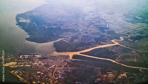 Aerial view of the river in Kalimantan