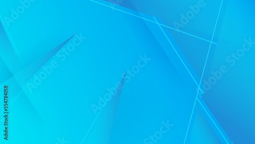 Bright blue abstract background for design. Geometric shapes. Triangles, squares, stripes, lines. Color gradient. Modern, futuristic. Light dark shades. Web banner.