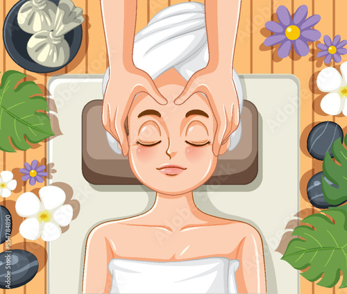 Woman getting facial massage spa