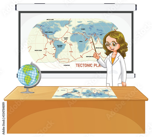 Teacher explaining tectonic plates