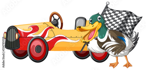 Soapbox derby race with duck