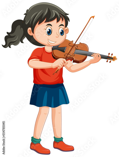 A girl playing violin musical instrument