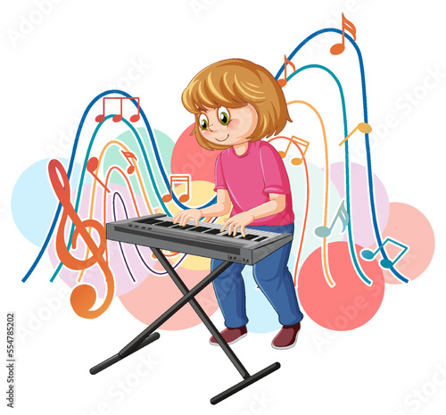 A girl playing electronic keyboard