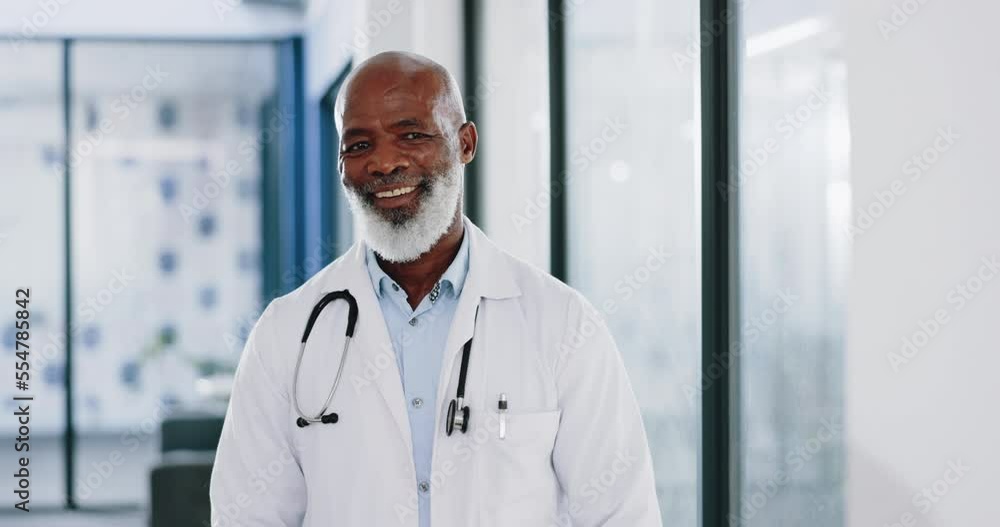 Healthcare, doctor and face of black man in hospital, health facility and clinic for trust, support and help. Insurance, medical care and portrait of senior medical worker with smile for consulting Healthcare, doctor and face of black man in hospital, health facility and clinic for trust, support and help. Insurance, medical care and portrait of senior medical worker with smile for consulting