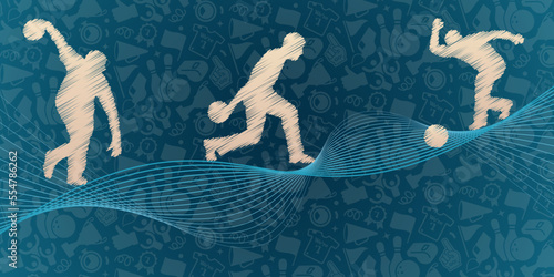 Bowling abstract lines with wave design. Creative sport concept. Art vector graphic for brochures, flyers, presentations, logo, print, website, poster, banner, templates, background, social media.