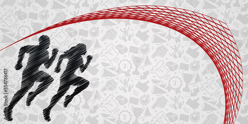 Track and Field abstract lines with wave design. Creative sport concept. Art vector graphic for brochures, flyers, presentations, logo, print, website, poster, banner, templates, background, media.