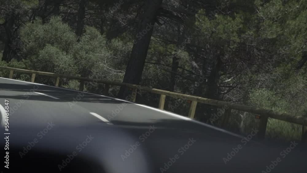 Timelapse video of a rural road surrounded by trees from the car copilot view. Timelapse video of a rural road surrounded by trees from the car copilot view.