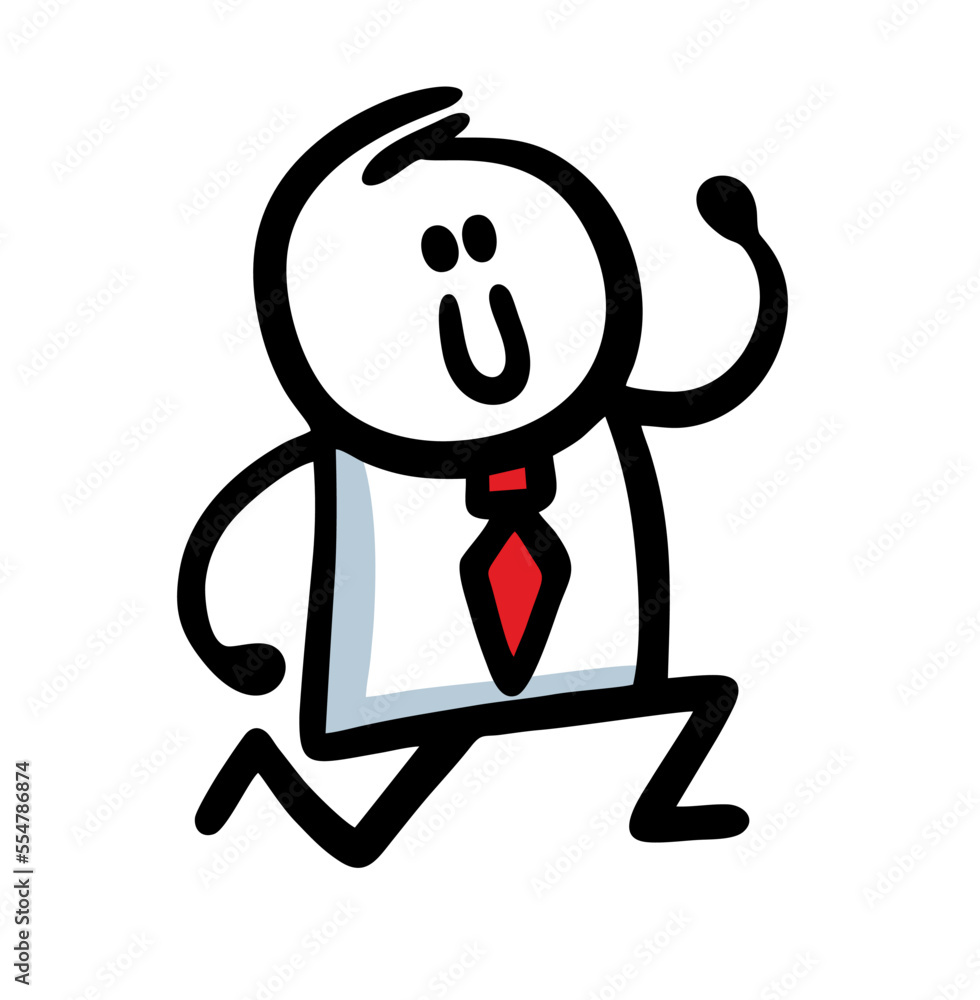 A cheerful businessman in a suit and tie is cheerfully running towards his financial goal. A cheerful businessman in a suit and tie is cheerfully running towards his financial goal.