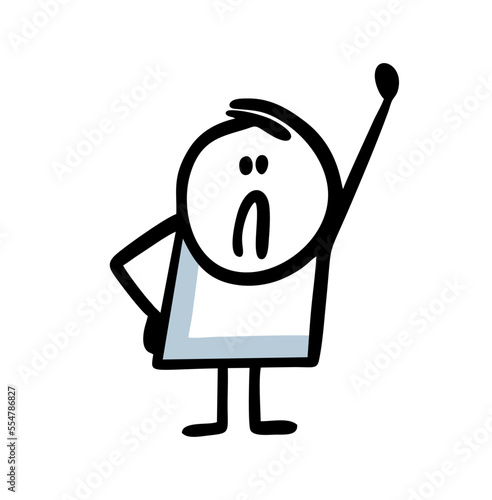 A child with a disgruntled face raised his hand up in class.