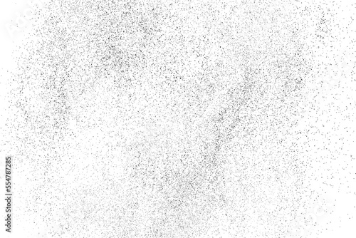 Distressed black texture. Dark grainy texture on white background. Dust overlay textured. Grain noise particles. Rusted white effect. Grunge design elements. Vector illustration, EPS 10.