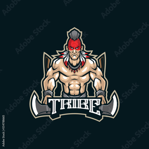Tribe mascot logo design vector with modern illustration concept style for badge, emblem and t shirt printing. Tribe illustration for sport and esport team.