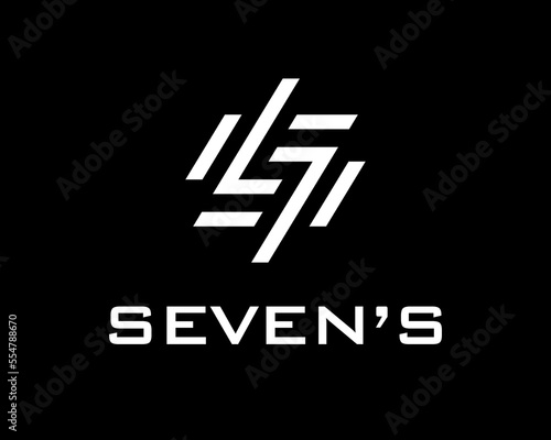 Letter S and Number 7 Abstract Modern Bold Elegant Simple Geometric Monogram Vector Logo Design